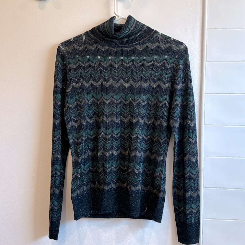 Hobbs London Multicolor Sparkle Sheer Knit Turtleneck